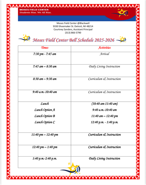 Schedule, time, school, instruction, curriculum, arrival, dismissal, lunch